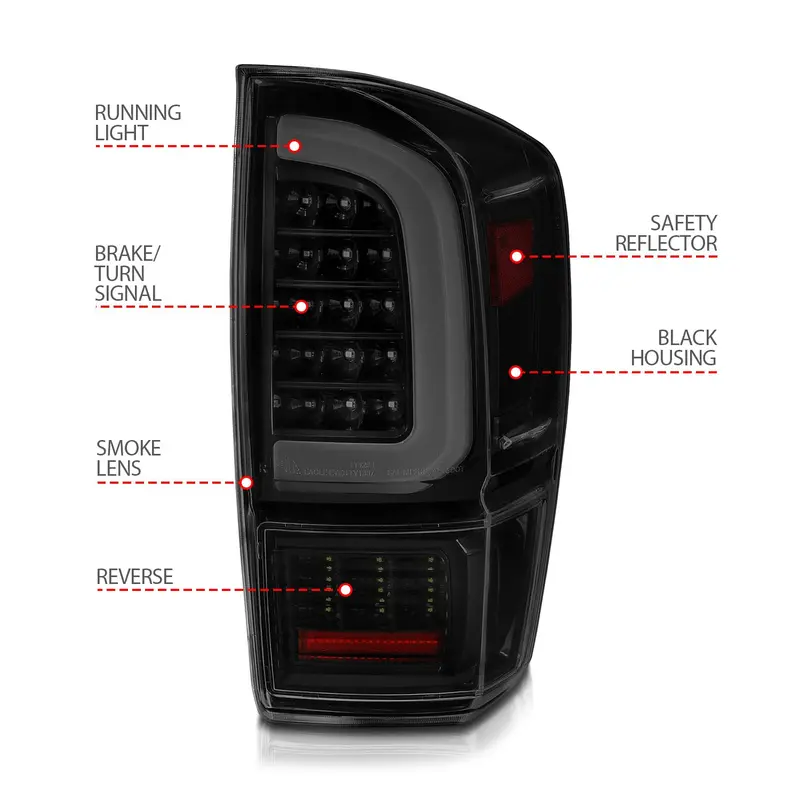 Anzo Usa 311401 Sequential Tail Light Assembly – Smoke Lens, Black Housing, Integrated Light Bar 1