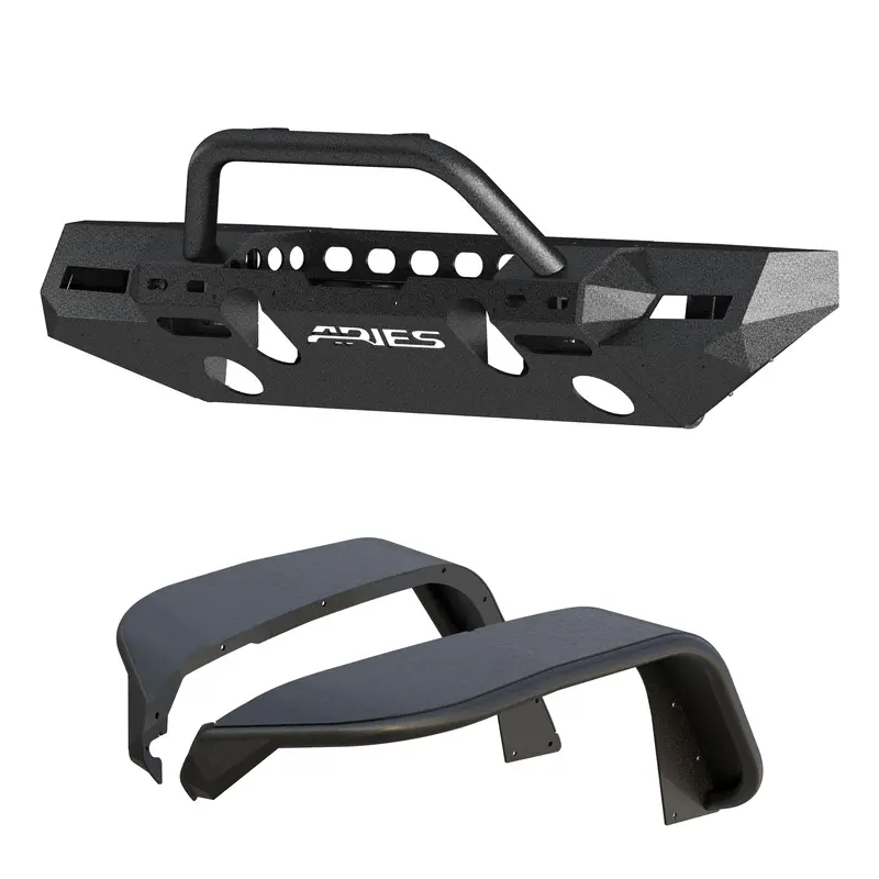 Aries 2082096 Trailchaser Front Bumper With Integrated Fender Flares For Jeep Wrangler Jl (Option 8) 1