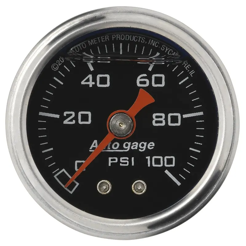 Autometer 2174 Liquid-Filled Mechanical Pressure Gauge — 1.5-Inch, 100 Psi, Direct-Mount, 1/8" Nptf Male 1