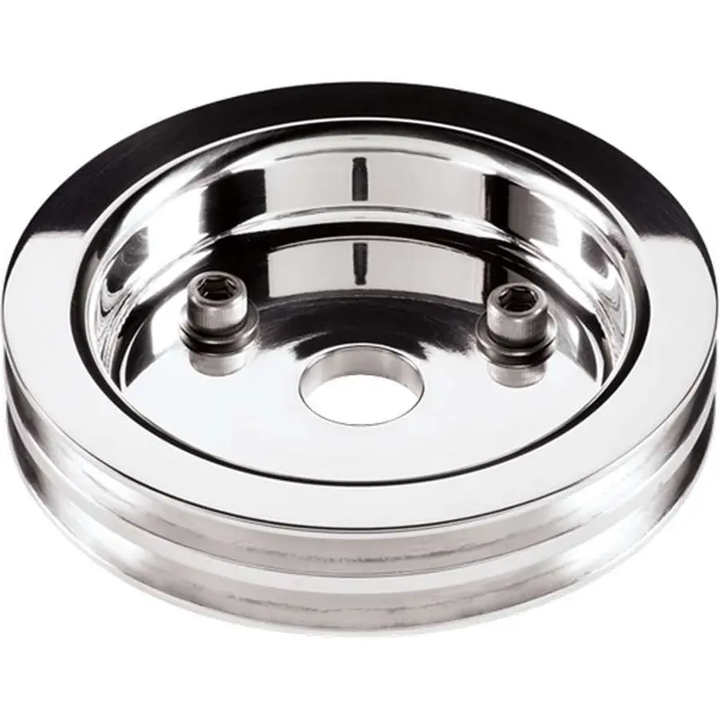 Billet Specialties Polished 2-Groove Lower Pulley For Small-Block Chevrolet Engines 1