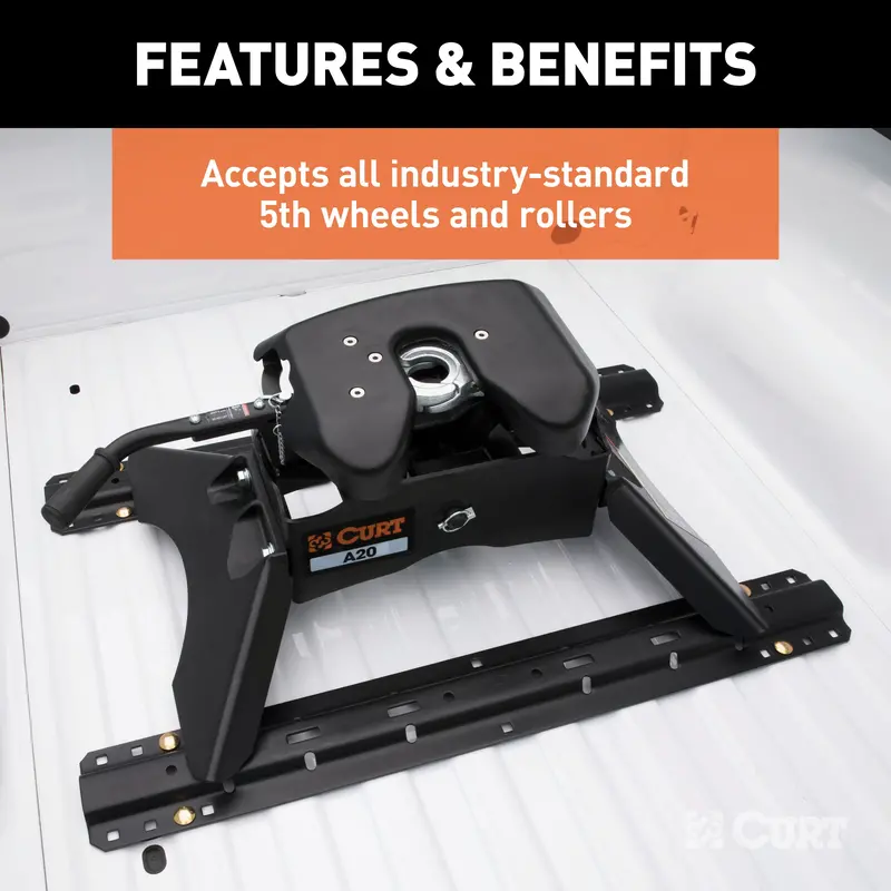 Curt Universal 5Th Wheel Base Rails – 25,000 Lb Capacity, Gloss Black 1