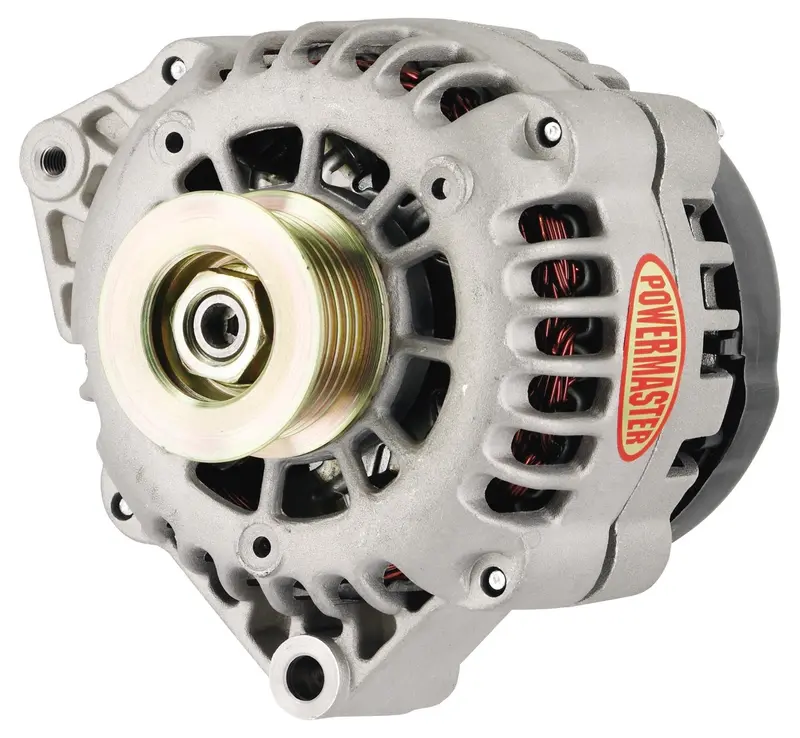Powermaster Performance 82081 Alternator; Cs130D; Offset Left; 120 Amp.; 95 Idle; 6 Groove Pulley; Natural; 1