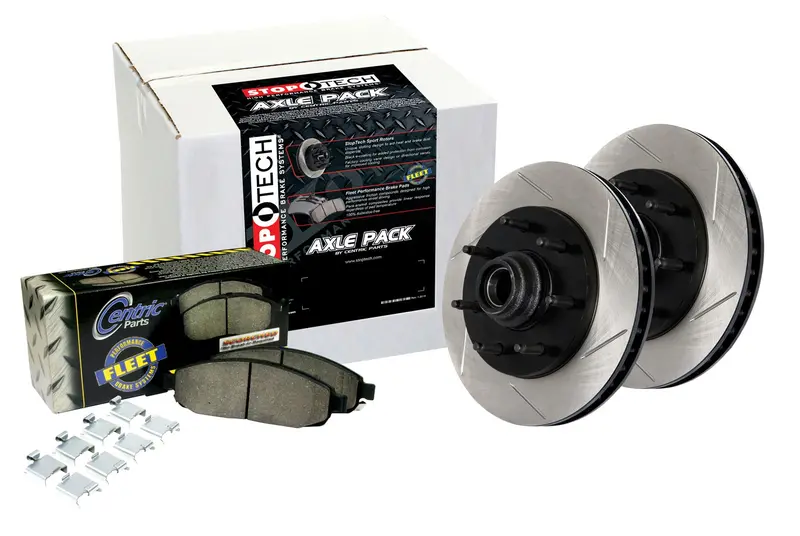 Stoptech 970.67026 Truck-Specific Front Axle Brake Pack – Slotted Rotors & Pads 1